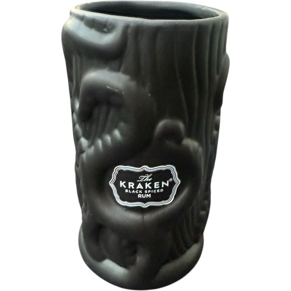 RELEASE THE KRAKEN Black Ceramic Tiki Mug Tumbler Spiced Rum Limited Edition